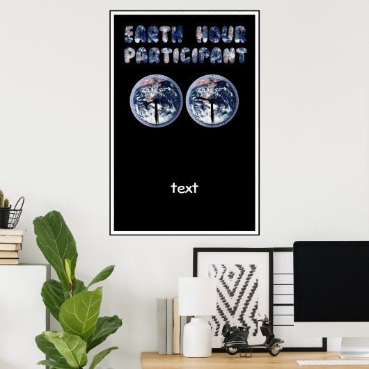 Deelnemer Earth Hour (met klokken) Poster (Thuiskantoor)