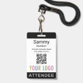 Deelnemer Event Badge Conference QR Code Logo Zwar (Voorzijde met lanyard)