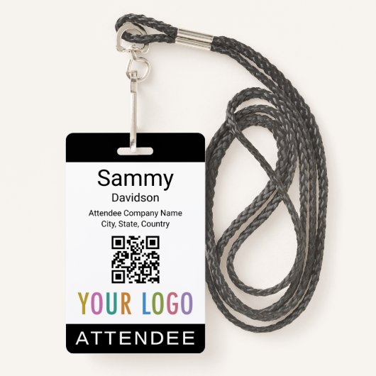 Deelnemer Event Badge Conference QR Code Logo Zwar (Voorkant met draagriem)