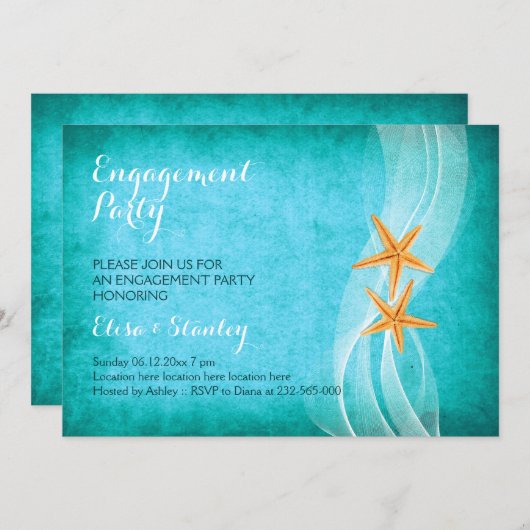 Deelnemer strandbruiloft kaart (Voorkant / Achterkant)