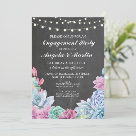 Deelnemingspartners krijgslichten Succulents uitno Kaart (Staand voorkant)