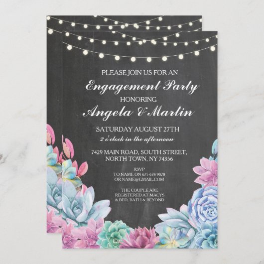 Deelnemingspartners krijgslichten Succulents uitno Kaart (Voorkant / Achterkant)