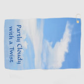 Deels Bewolkte Hemel met een Twist Blauw en Wit Golfhanddoek (Horizontaal)