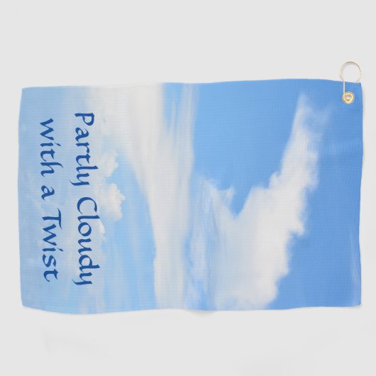 Deels Bewolkte Hemel met een Twist Blauw en Wit Golfhanddoek (Horizontaal)