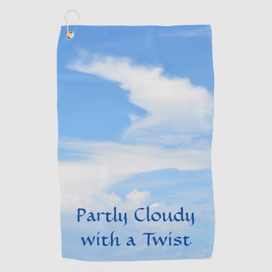 Deels Bewolkte Hemel met een Twist Blauw en Wit Golfhanddoek (Voorkant)