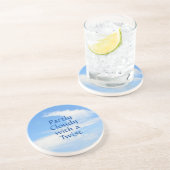 Deels Bewolkte Hemel met een Twist Blauw en Wit Zandsteen Onderzetter (Zijkant)