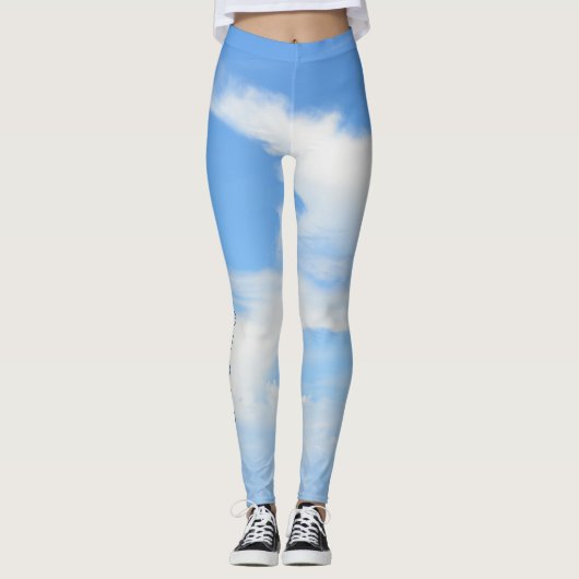 Deels Cloudy Blue Sky Chic Blue en White Leggings (Voorkant)