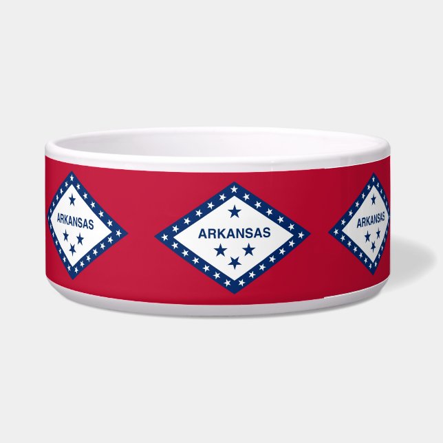 Deelstaat Arkansas Vlag Pet Bowl Voerbakje (Rechts)