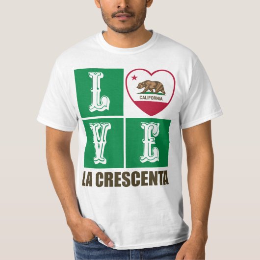 Deelstaat Californië - Vlag - Hart La Crescenta T-shirt (Voorkant)