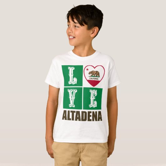 Deelstaat Californië - Vlag Heart Altadena T-shirt (Voorkant volledig)