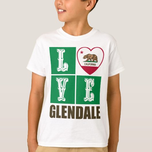 Deelstaat Californië - Vlag Heart Glendale T-shirt (Voorkant)