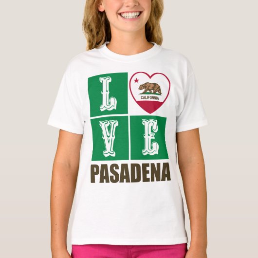 Deelstaat Californië - Vlag Heart Pasadena T-shirt (Voorkant)