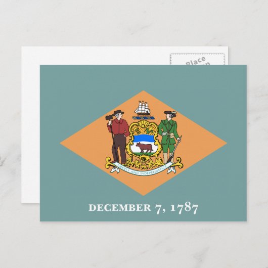 Deelstaat Delaware Flag Briefkaart (Voorkant / Achterkant)