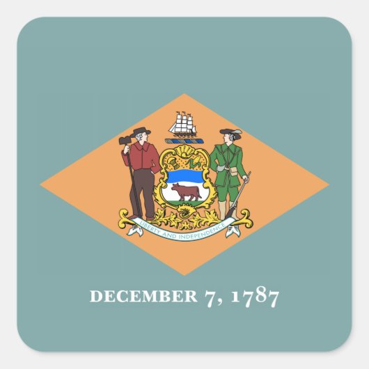 Deelstaat Delaware Flag Vierkante Sticker (Voorkant)