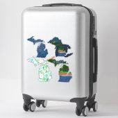 Deelstaat Michigan Great Lakes | Art.c.2021 van Ch Sticker (Koffer)