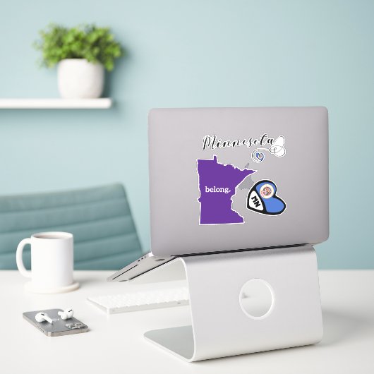 Deelstaat Minnesota, blad van die gesneden Sticker (Laptop op bureau)