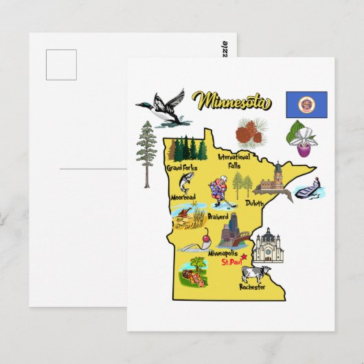 Deelstaat Minnesota, Verenigde Staten, grote stede Briefkaart (Voorkant / Achterkant)