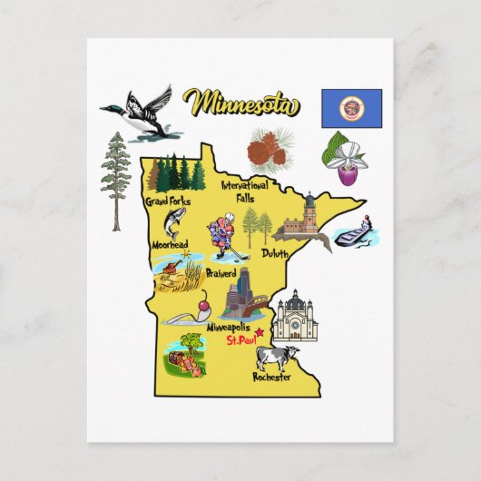 Deelstaat Minnesota, Verenigde Staten, grote stede Briefkaart (Voorkant)