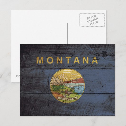 Deelstaat Montana Vlag op oude houten korrels Briefkaart (Voorkant / Achterkant)