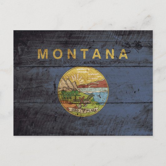 Deelstaat Montana Vlag op oude houten korrels Briefkaart (Voorkant)