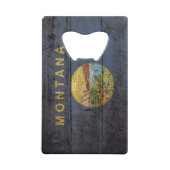 Deelstaat Montana Vlag op oude houten korrels Creditkaart Flessenopener (Voorkant)