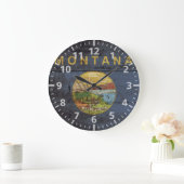 Deelstaat Montana Vlag op oude houten korrels Grote Klok (Huis)