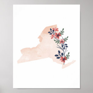 Deelstaat New York Floral Waterverf Poster