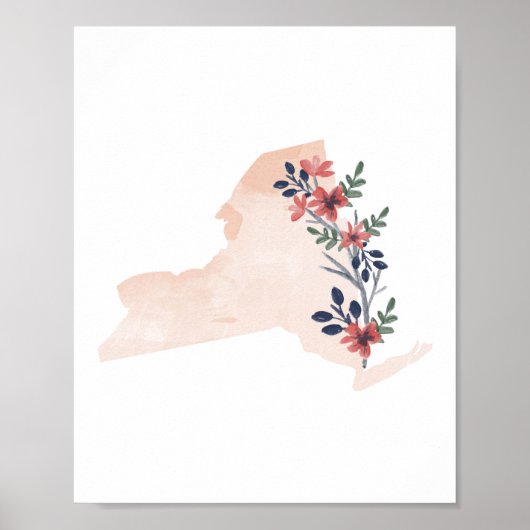 Deelstaat New York Floral Waterverf Poster (Voorkant)