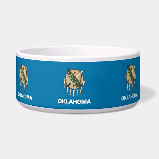 Deelstaat Oklahoma Vlag Pet Bowl Voerbakje (Links)