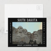 Deelstaat South Dakota Mount Rushmore Briefkaart (Voorkant / Achterkant)