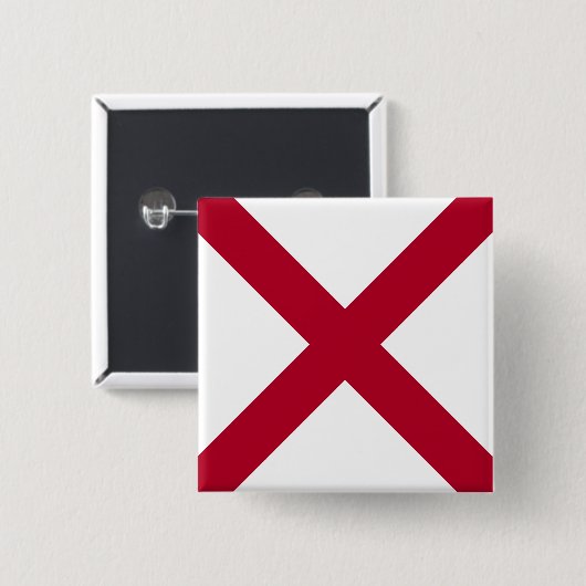 Deelstaatvlag Alabama, St Andrew Crimson Cross Vierkante Button 5,1 Cm (Voorkant /achterkant)
