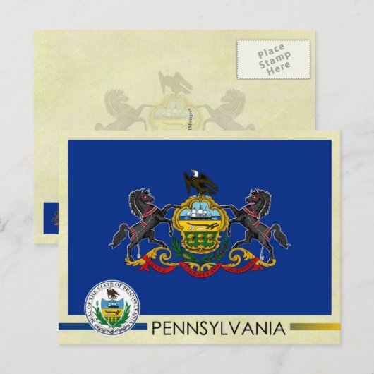 Deelstaatvlag Pennsylvania en -zegel Briefkaart (Voorkant / Achterkant)