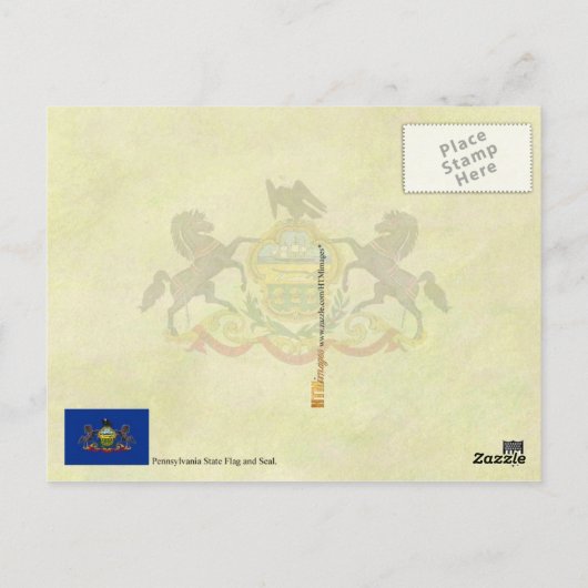 Deelstaatvlag Pennsylvania en -zegel Briefkaart (Achterkant)