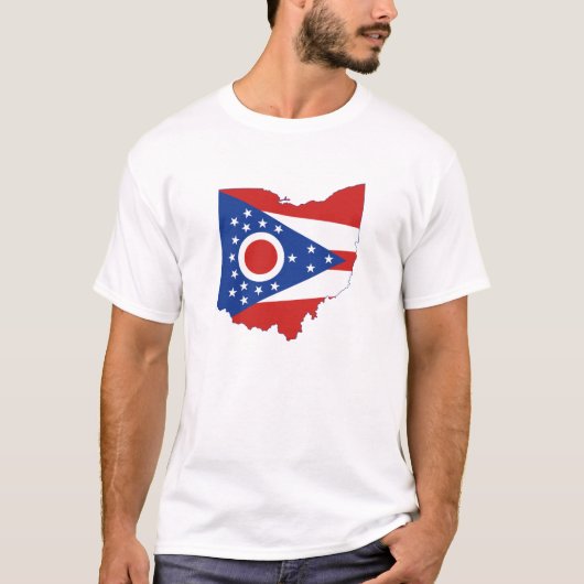 Deelstaten Ohio Shaped Ohioan Buckeye Vlag T-shirt (Voorkant)