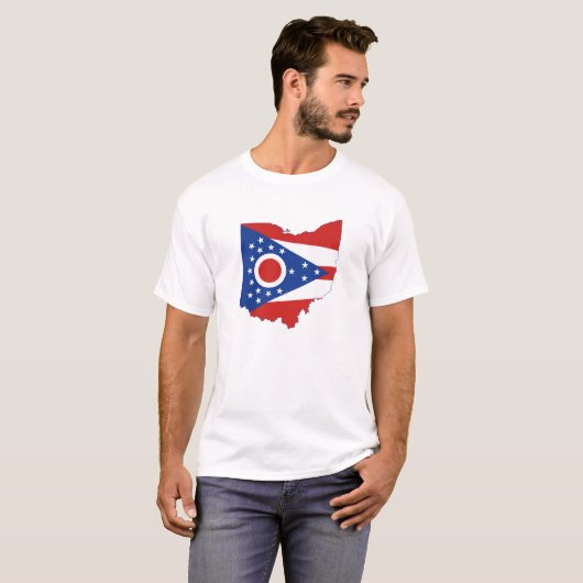 Deelstaten Ohio Shaped Ohioan Buckeye Vlag T-shirt (Voorkant volledig)