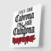 Deeltijd Cabrona voltijd chingona Vierkante Klok (Hoek)