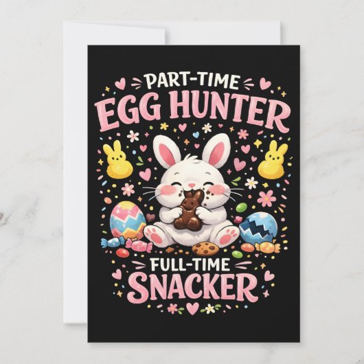 Deeltijd eierjager, voltijd snackster Pasen Feestdagenkaart (Voorkant)