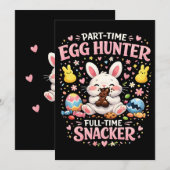 Deeltijd eierjager, voltijd snackster Pasen Feestdagenkaart (Voorkant / Achterkant)