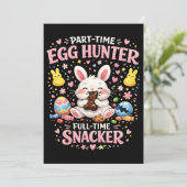 Deeltijd eierjager, voltijd snackster Pasen Feestdagenkaart (Staand voorkant)