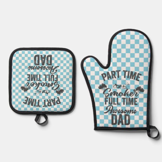Deeltijd Roker Voltijd Geweldige Papa Ovenwant & Pannenlap Set (Voorkant)