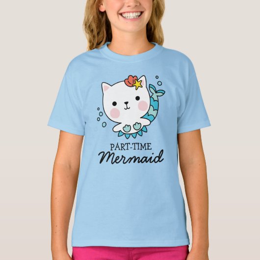 Deeltijdzeemeermin | Cat Mermaid Funny Kind T-Shir T-shirt (Voorkant)
