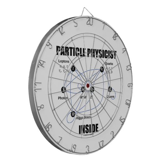 deeltjesfysicus binnenin (standaardmodel higgs) dartbord (Voorkant Links)