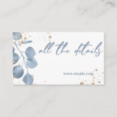 Deeltjeskaart voor mosterdblauw goud informatiekaartje (Voorkant)