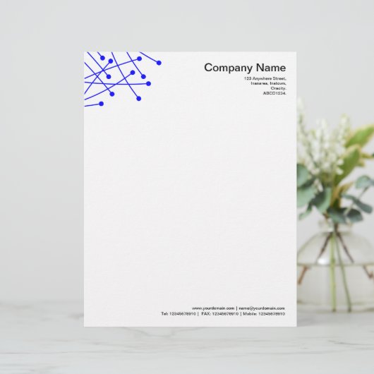 Deeltjessporen - blauw custom briefhoofd (Staand voorkant)