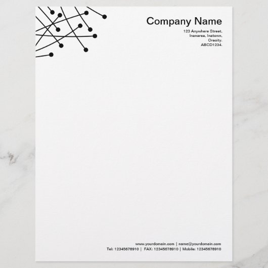 Deeltjessporen - zwart briefhoofd ontwerp (Voorkant)