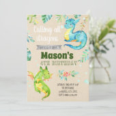 Deeluitnodiging van de kleine drakenpartij kaart (Staand voorkant)