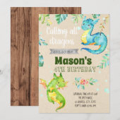 Deeluitnodiging van de kleine drakenpartij kaart (Voorkant / Achterkant)