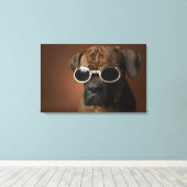 Deen met zonnebril canvas afdruk (Insitu (Houten vloer))