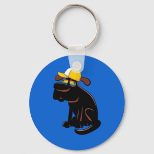 Deen met zonnebril en een geel pet sleutelhanger