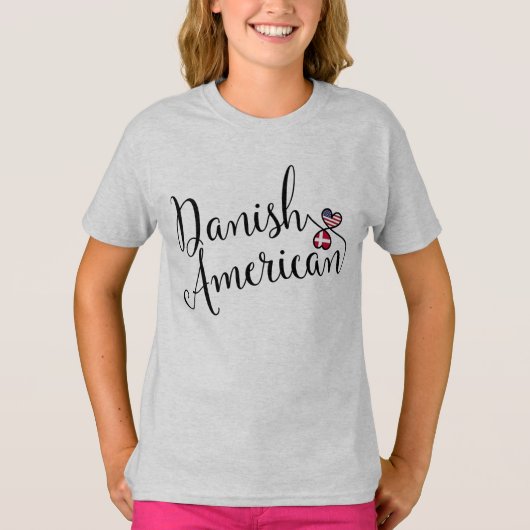 Deens-Amerikaans gejumeleerd hart Tee Shirt (Voorkant)
